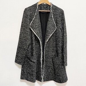 Lane Bryant Woman Black White Open Front Jacket Size 18/20